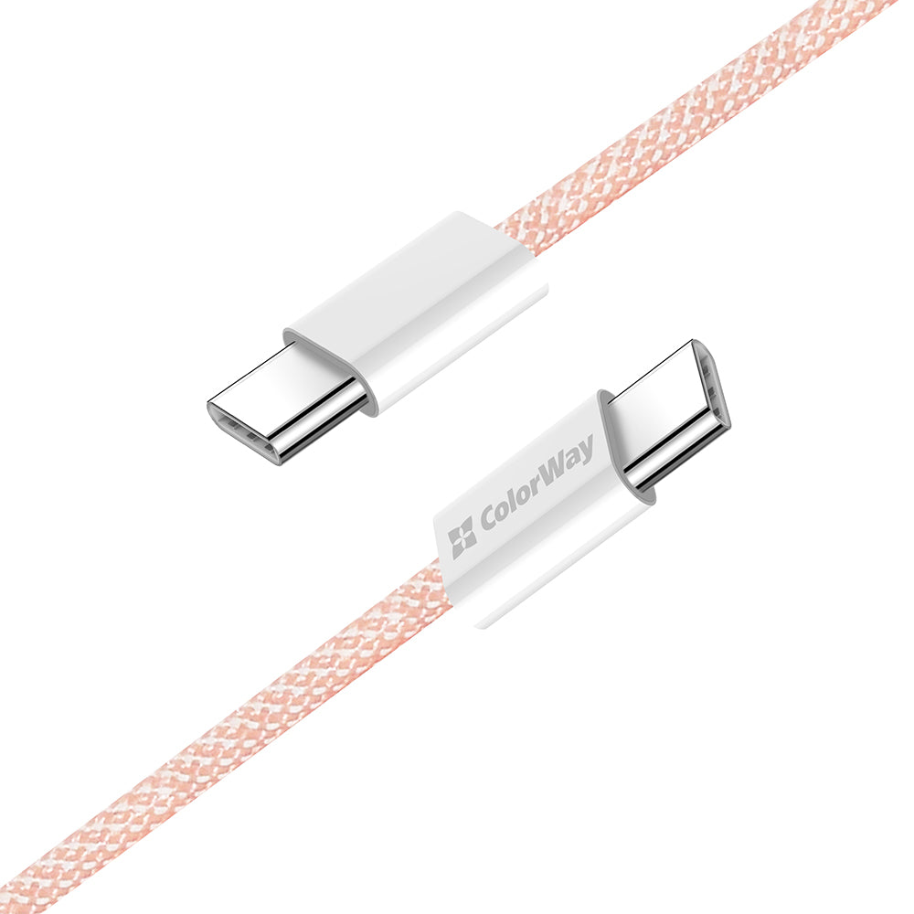 Kabel do danych i ładowania USB-C - USB-C ColorWay CW-CBPDCC061, 60W, 1m, Różowy