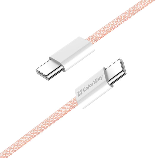 Kabel do danych i ładowania USB-C - USB-C ColorWay CW-CBPDCC061, 60W, 1m, Różowy