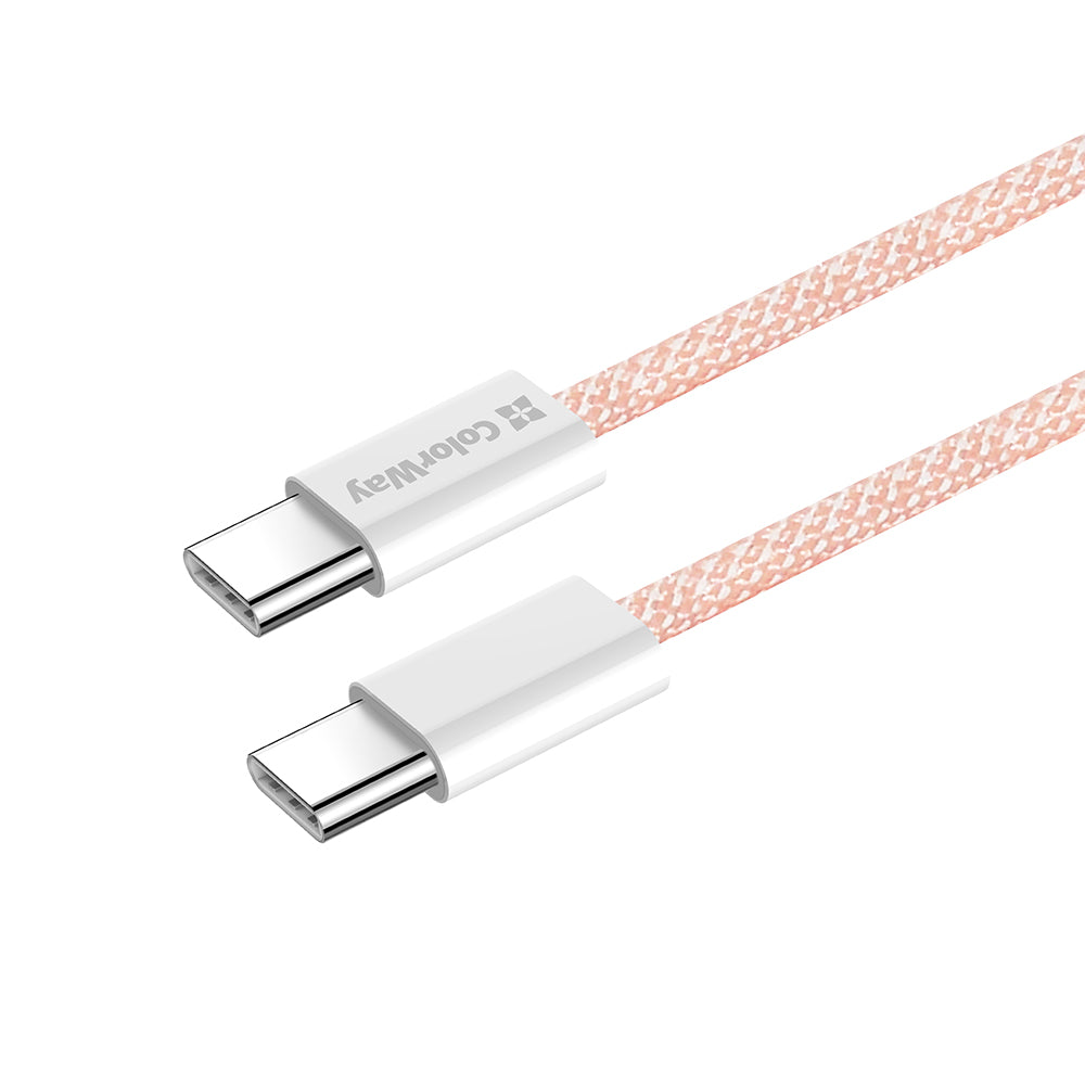 Kabel do danych i ładowania USB-C - USB-C ColorWay CW-CBPDCC061, 60W, 1m, Różowy