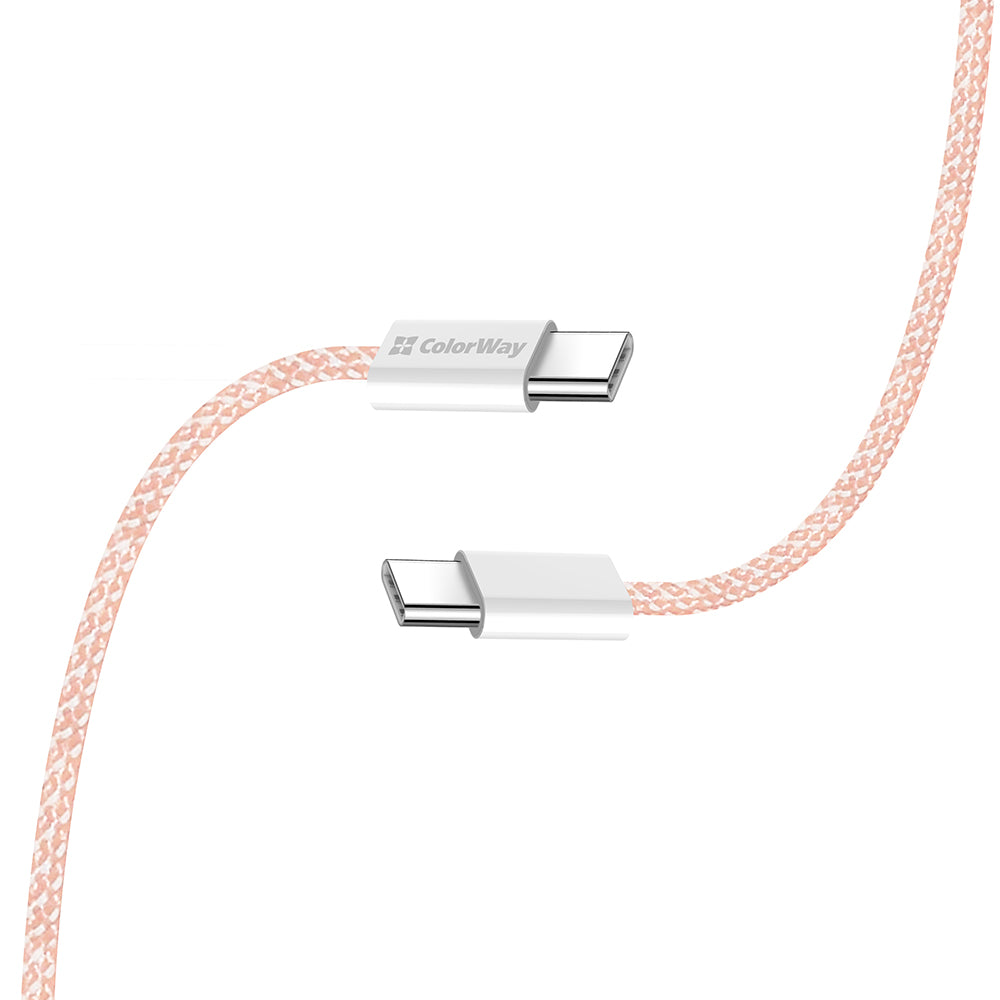 Kabel do danych i ładowania USB-C - USB-C ColorWay CW-CBPDCC061, 60W, 1m, Różowy