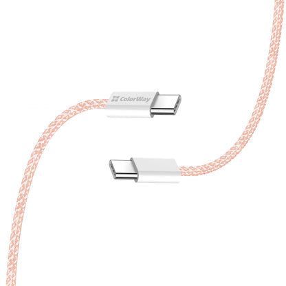 Kabel do danych i ładowania USB-C - USB-C ColorWay CW-CBPDCC061, 60W, 1m, Różowy