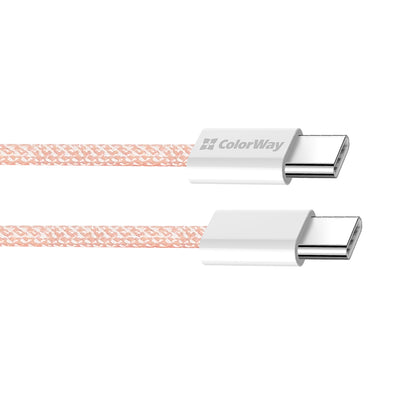 Kabel do danych i ładowania USB-C - USB-C ColorWay CW-CBPDCC061, 60W, 1m, Różowy