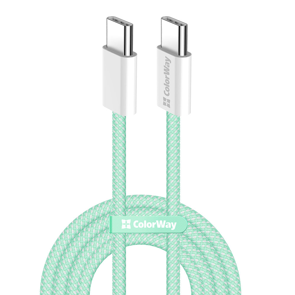 Kabel do danych i ładowania USB-C - USB-C ColorWay CW-CBPDCC061, 60W, 1m, Zielony