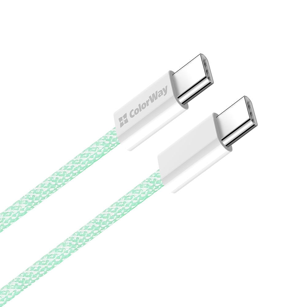 Kabel do danych i ładowania USB-C - USB-C ColorWay CW-CBPDCC061, 60W, 1m, Zielony