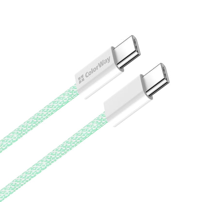 Kabel do danych i ładowania USB-C - USB-C ColorWay CW-CBPDCC061, 60W, 1m, Zielony