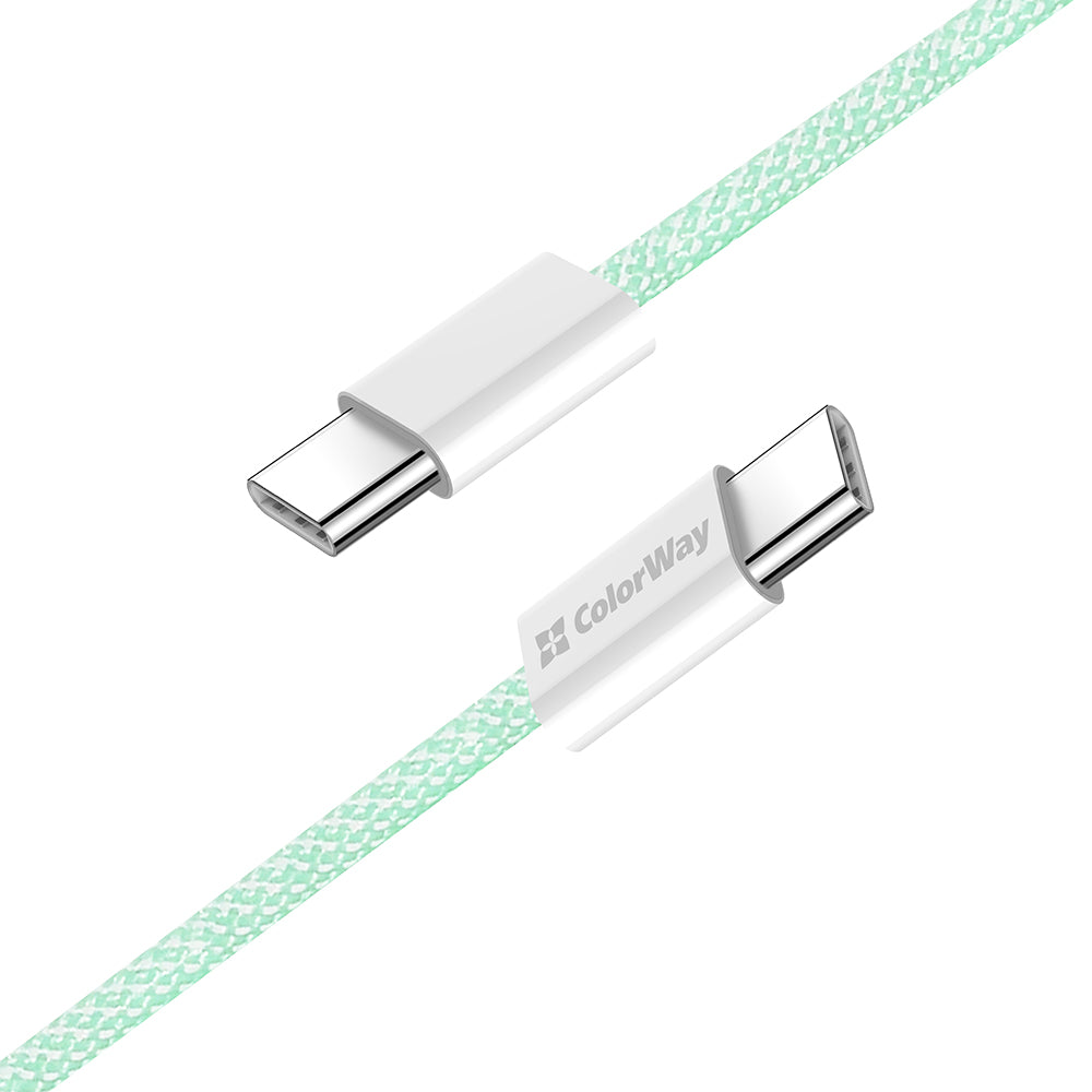 Kabel do danych i ładowania USB-C - USB-C ColorWay CW-CBPDCC061, 60W, 1m, Zielony