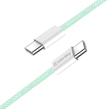 Kabel do danych i ładowania USB-C - USB-C ColorWay CW-CBPDCC061, 60W, 1m, Zielony