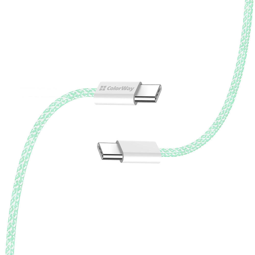 Kabel do danych i ładowania USB-C - USB-C ColorWay CW-CBPDCC061, 60W, 1m, Zielony