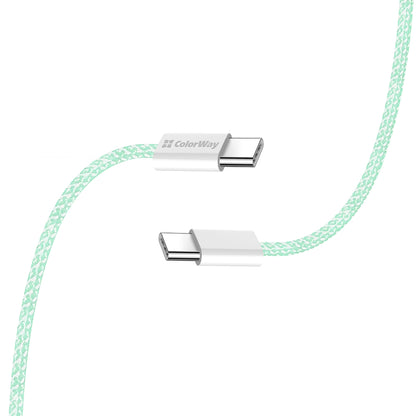 Kabel do danych i ładowania USB-C - USB-C ColorWay CW-CBPDCC061, 60W, 1m, Zielony