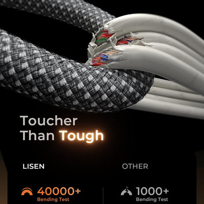 Kabel do danych i ładowania USB-C - USB-C Lisen, 60W, zestaw 5 sztuk (2 x 1m, 2 x 2m, 1 x 3m), Czarny YL0123070010