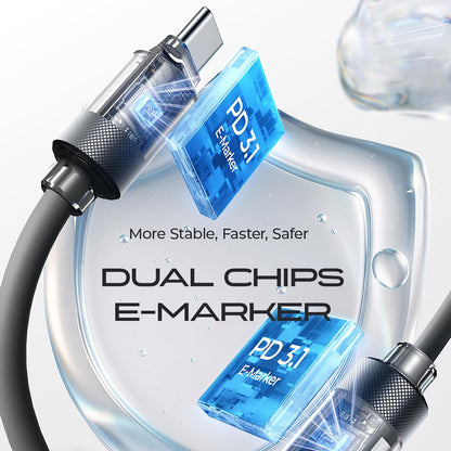 Kabel do przesyłu danych i ładowania USB-C - USB-C Lisen L115, 100W, 3m, Szary YL0126010031
