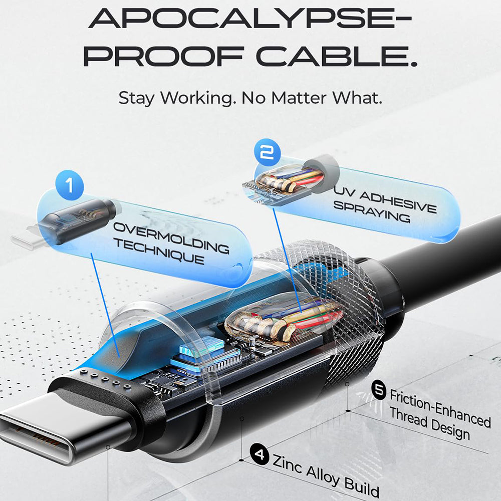 Kabel do przesyłu danych i ładowania USB-C - USB-C Lisen L115, 100W, 3m, Szary YL0126010031