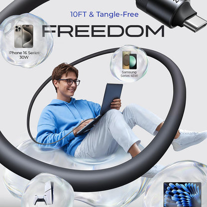 Kabel do danych i ładowania USB-C - USB-C Lisen L115, 100W, 3m, Czarny YL0125040001