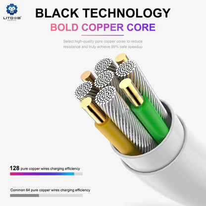 Kabel do danych i ładowania USB-C - USB-C Lito, 18W, 2m, Biały