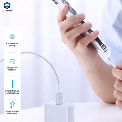 Kabel do danych i ładowania USB-C - USB-C Lito, 18W, 2m, Biały