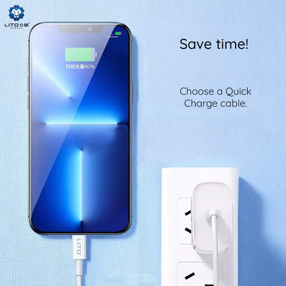 Kabel do danych i ładowania USB-C - USB-C Lito, 18W, 2m, Biały