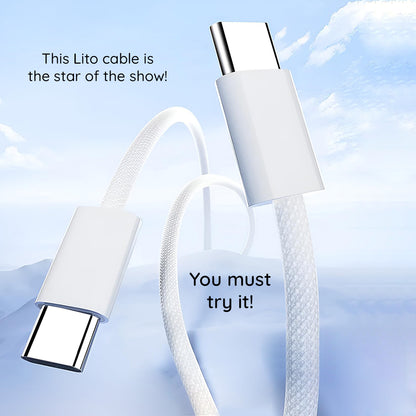 Kabel do danych i ładowania USB-C - USB-C Lito LD04CC, 60W, 1m, Biały