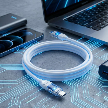 Kabel do danych i ładowania USB-C - USB-C Lito LD05, 60W, 1m, Biały