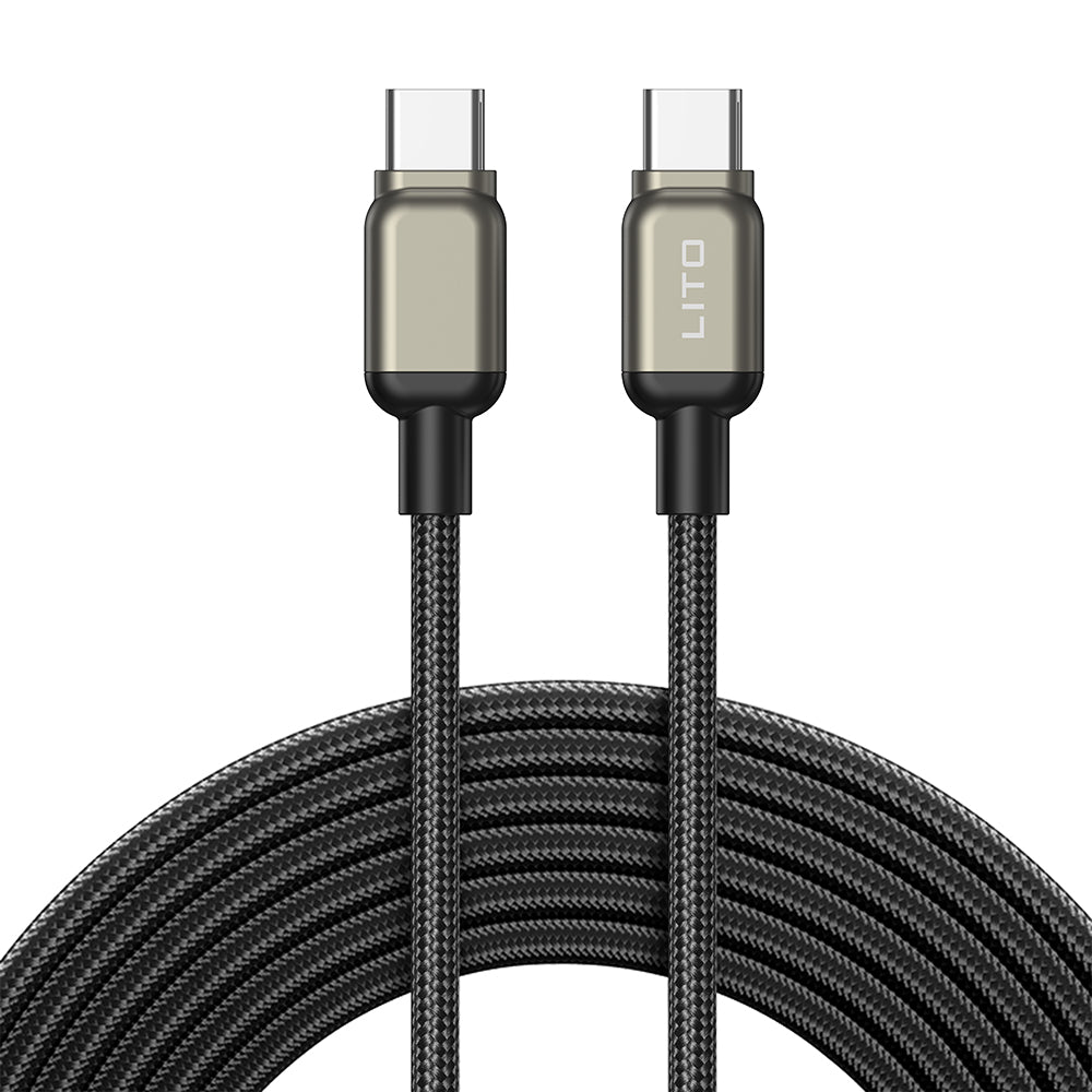 Kabel do danych i ładowania USB-C - USB-C Lito LD17, 100W, 1m, Czarny