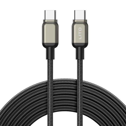 Kabel do danych i ładowania USB-C - USB-C Lito LD17, 100W, 1m, Czarny