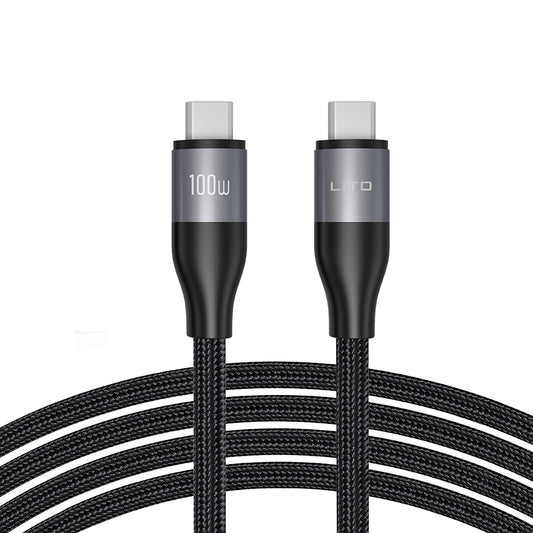 Kabel do danych i ładowania USB-C - USB-C Lito LD25CC, 100W, 2m, Szary