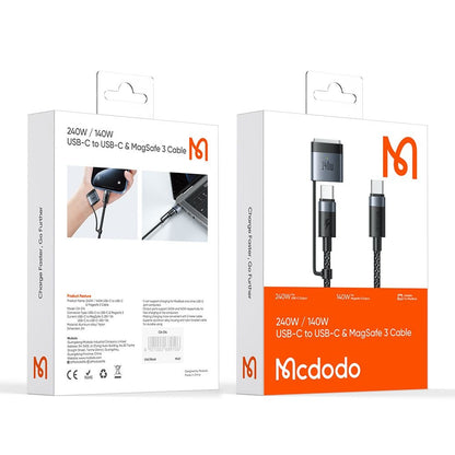 Kabel ładowania McDodo CA-0140, USB-C - USB-C / MagSafe 3, 240W, 2m, Czarny