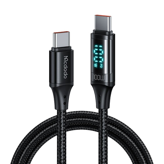 Kabel do danych i ładowania USB-C - USB-C McDodo CA-1100 Display, 100W, 1.2m, Czarny