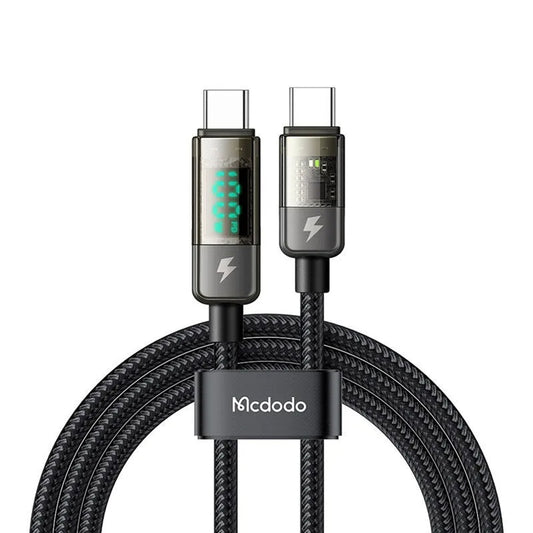 Kabel do danych i ładowania USB-C - USB-C McDodo CA-3610 Wyświetlacz Auto Power Off, 100W, 1.2m, Czarny