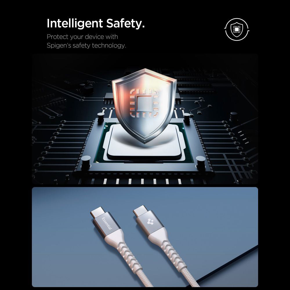 Kabel do danych i ładowania USB-C - USB-C Spigen EB10010CCA, 100W, 1m, Biały ACA11102