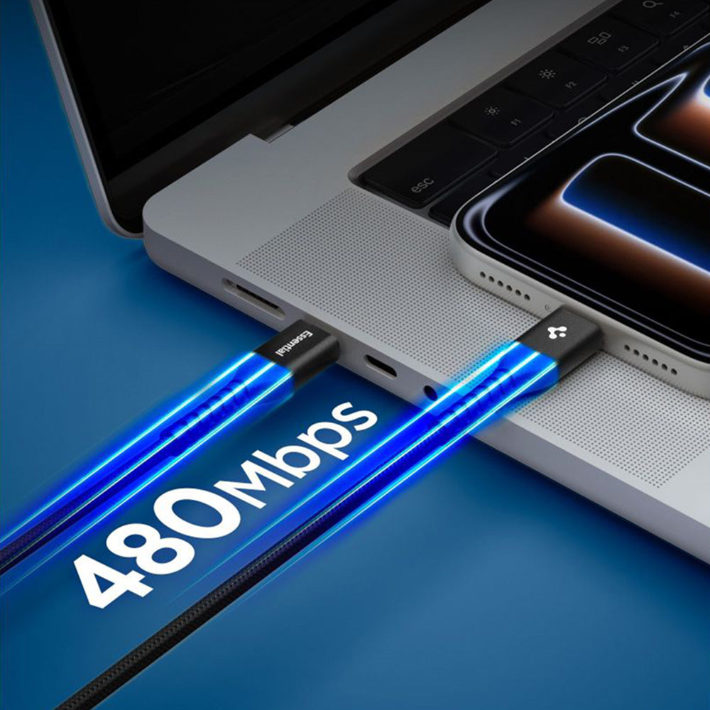 Kabel do danych i ładowania USB-C - USB-C Spigen EB10010CCA, 100W, 1m, Czarny ACA11103