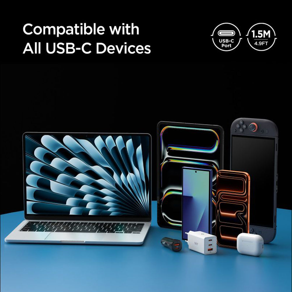 Kabel do danych i ładowania USB-C - USB-C Spigen EB24015CC, 240W, 1.5m, Biały ACA10422