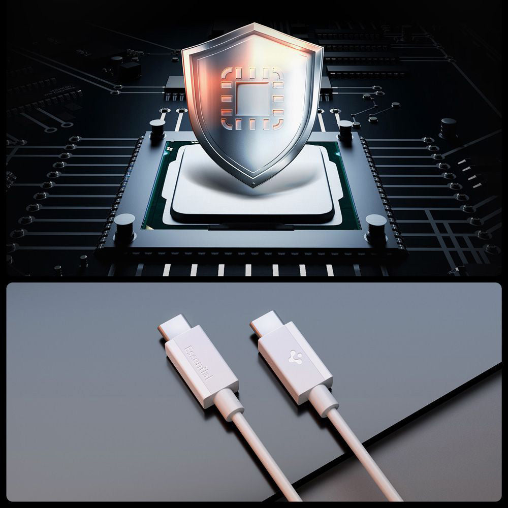 Kabel do danych i ładowania USB-C - USB-C Spigen Essential, 60W, 2m, Biały