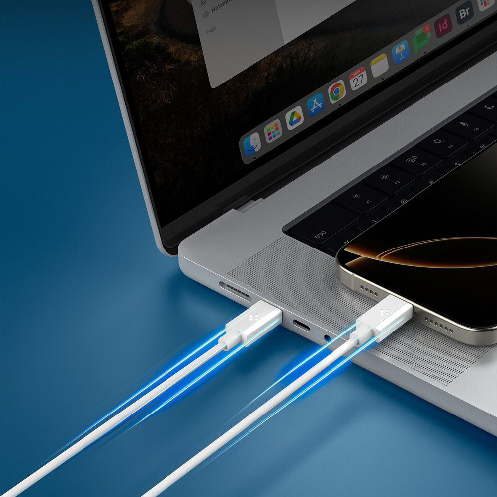 Kabel do danych i ładowania USB-C - USB-C Spigen Essential, 60W, 2m, Biały