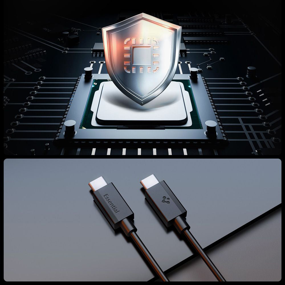 Kabel do danych i ładowania USB-C - USB-C Spigen Essential, 60W, 2m, Czarny