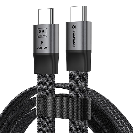 Kabel do przesyłu danych i ładowania USB-C - USB-C Techsuit ElysiumSync Pro CX1, 240W, 1m, szary