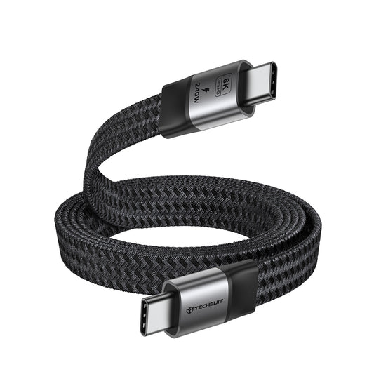 Kabel do przesyłu danych i ładowania USB-C - USB-C Techsuit ElysiumSync Pro CX1, 240W, 1m, szary