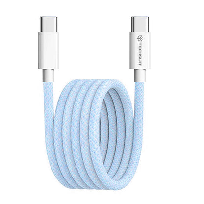 Kabel do danych i ładowania USB-C - USB-C Techsuit PCB114D, 60W, 1m, Niebieski