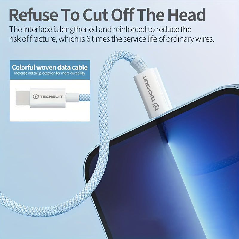 Kabel do danych i ładowania USB-C - USB-C Techsuit PCB114D, 60W, 1m, Żółty