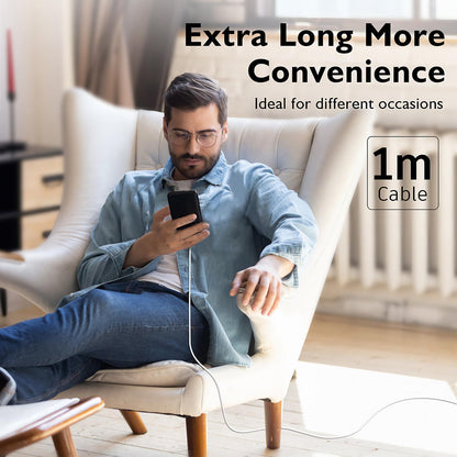 USB-C Data and Charging Cable - USB-C Techsuit PCB130, 60W, 1m, White