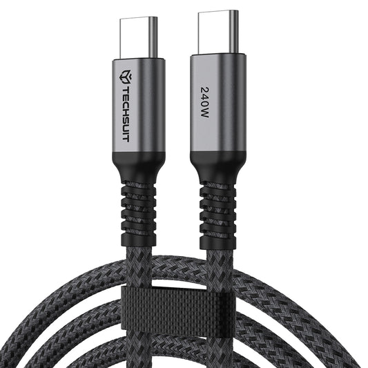 Kabel do danych i ładowania USB-C - USB-C Techsuit TitanSync Pro CX2, 240W, 1m, Szary