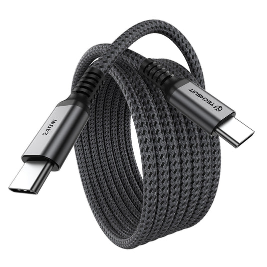 Kabel do przesyłania danych i ładowania USB-C - USB-C Techsuit TitanSync Pro CX2, 240W, 2m, szary