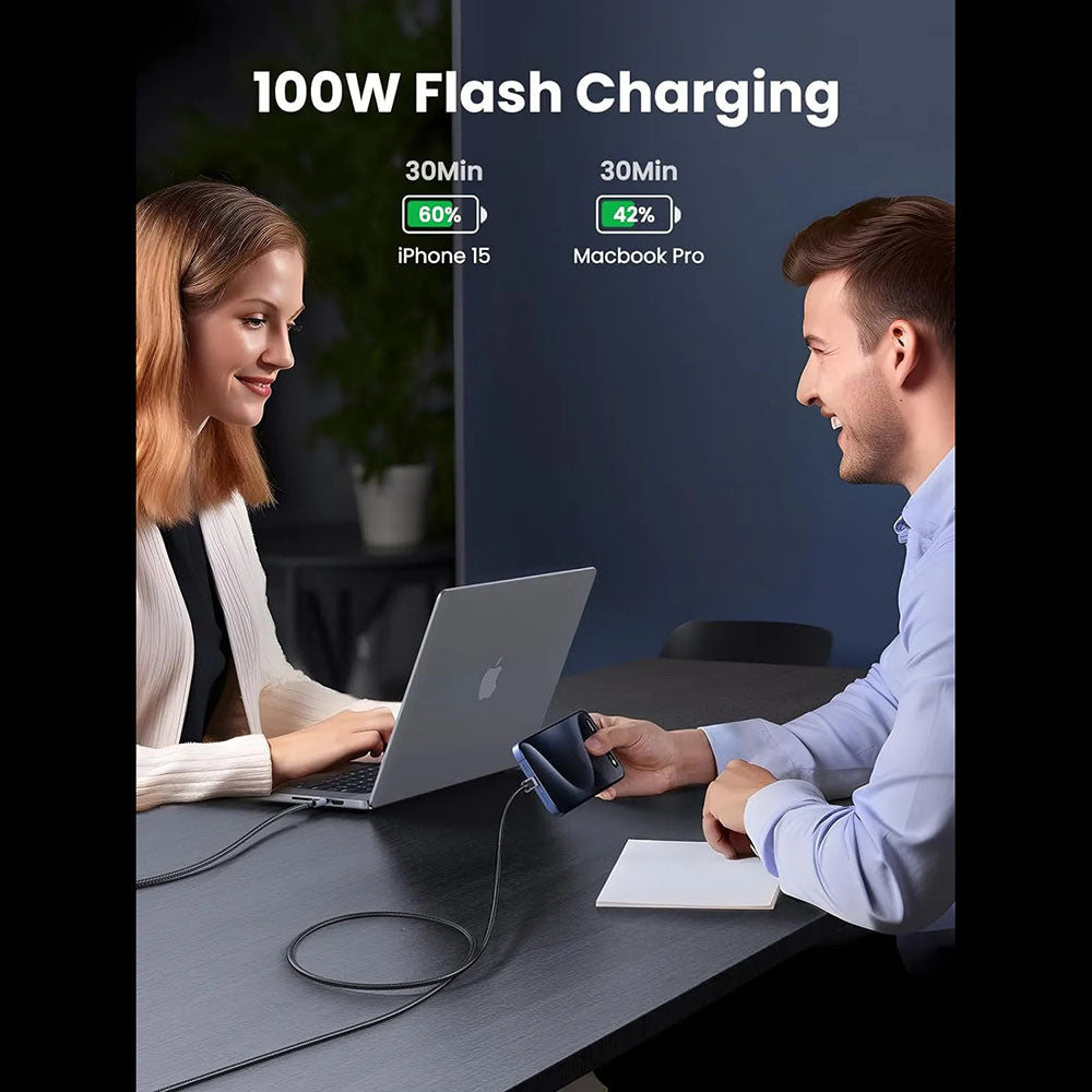 Kabel do danych i ładowania USB-C - USB-C UGREEN L512, 100W, 1m, Szary