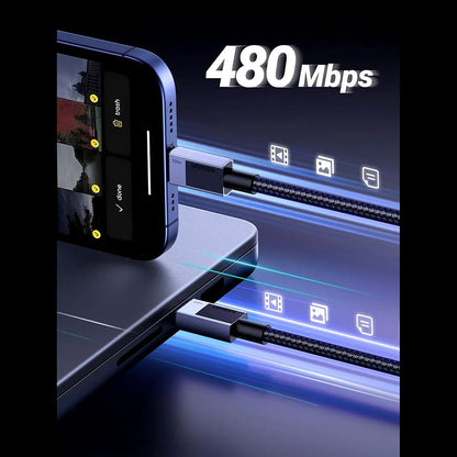 Kabel do danych i ładowania USB-C - USB-C UGREEN L512, 100W, 1m, Szary