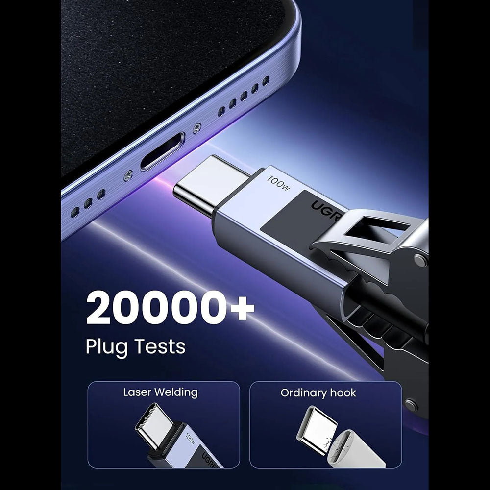 Kabel do danych i ładowania USB-C - USB-C UGREEN L512, 100W, 1m, Szary