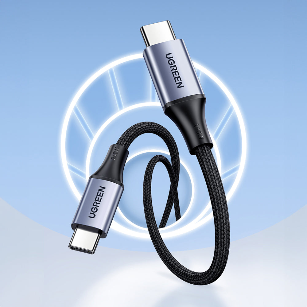 Kabel do danych i ładowania USB-C - USB-C UGREEN US535, 240W, 1m, Szary