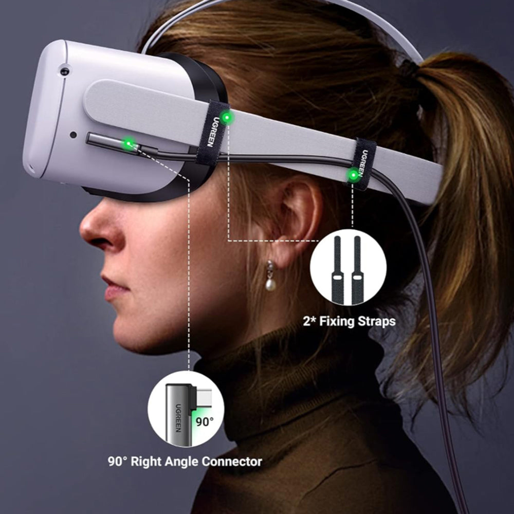 USB-C Data and Charging Cable - USB-C UGREEN US551 (90629) Angled, 60W, 5m, Black
