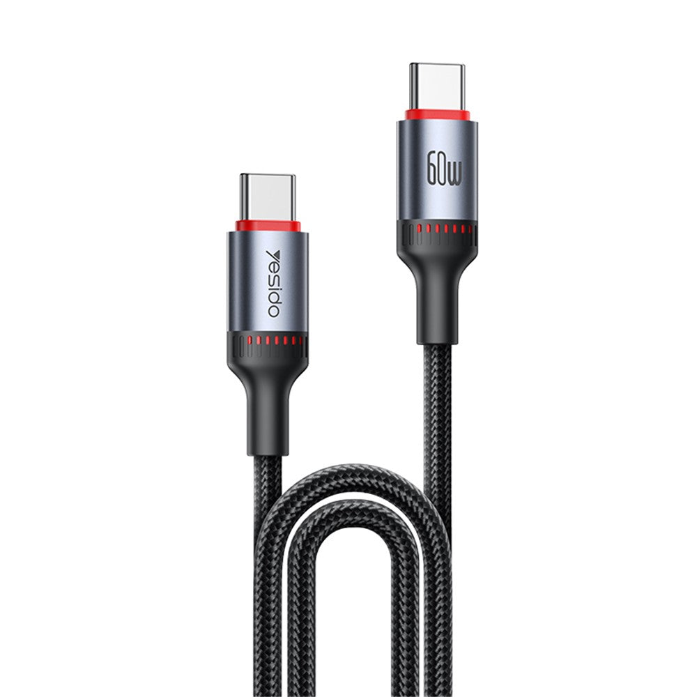 Kabel do danych i ładowania USB-C - USB-C Yesido CA181, 60W, 1.2m, Czarny