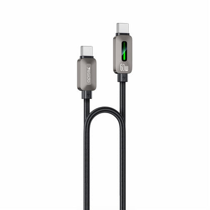 Kabel do przesyłu danych i ładowania USB-C - USB-C Yesido CA198, 60W, 1,2m, czarny