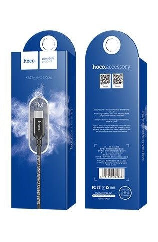 Kabel do przesyłu danych i ładowania USB-A - USB-C HOCO X14 Times, 18W, 2m, Czarny