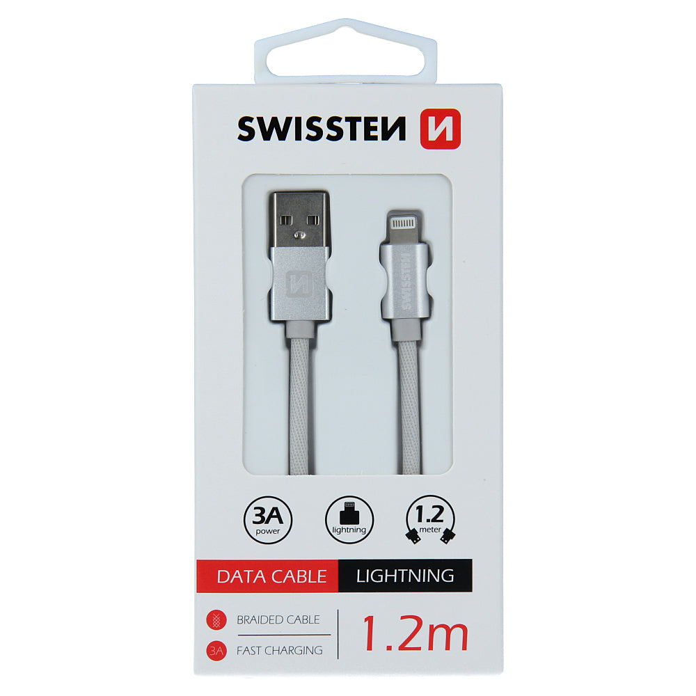 Kabel do ładowania i transmisji danych USB-A - Lightning Swissten, 18 W, 1,2 m, srebrny 71524203